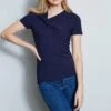 Elie Tahari Asymmetrical Short Sleeve Twist Knit