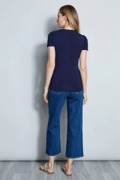 Elie Tahari Asymmetrical Short Sleeve Twist Knit -ELIE TAHARI Sales E456X512 STARGAZER 3BACK 025