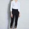 Elie Tahari Embroidered Hem Pant