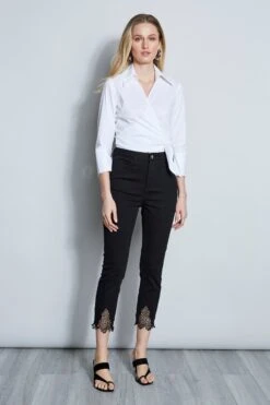 Elie Tahari Embroidered Hem Pant