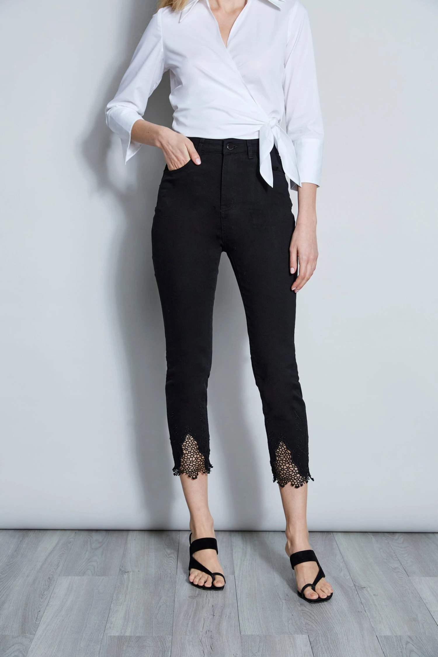 Elie Tahari Embroidered Hem Pant 4 Elie Tahari Embroidered Hem Pant - Image 2