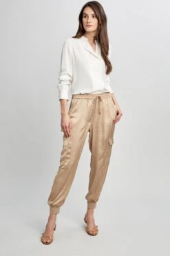 Elie Tahari Cargo Satin Pant -ELIE TAHARI Sales E5027201 CARGOSATINPANT RATTAN 1HERO 0019
