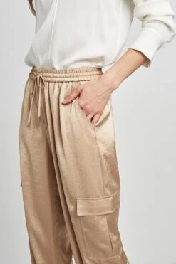 Elie Tahari Cargo Satin Pant -ELIE TAHARI Sales E5027201 CARGOSATINPANT RATTAN 2FRONT 0026