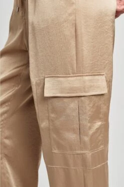 Elie Tahari Cargo Satin Pant -ELIE TAHARI Sales E5027201 CARGOSATINPANT RATTAN 2FRONT 0027
