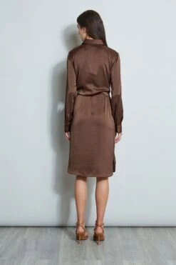 Elie Tahari Satin Tie Shirt Dress -ELIE TAHARI Sales E5027603 SUMATRA 3back 2038