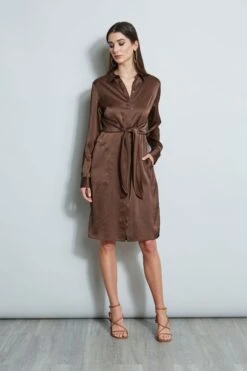 Elie Tahari Satin Tie Shirt Dress -ELIE TAHARI Sales E5027603 SUMATRA 4styling 1998