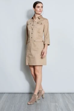 Elie Tahari Safari Shirt Dress -ELIE TAHARI Sales E5044601 RATTAN 1HERO 060