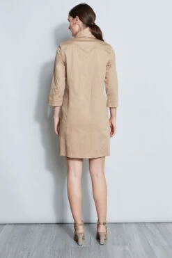 Elie Tahari Safari Shirt Dress -ELIE TAHARI Sales E5044601 RATTAN 3BACK 092