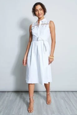 Elie Tahari Embroidered Tie Dress