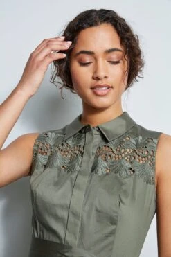 Elie Tahari Embroidered Tie Dress -ELIE TAHARI Sales E5044602 EMBTIEDRESS WILLOWGREEN 4STYLING 1240