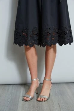 Elie Tahari Embroidered Hem Cotton Dress -ELIE TAHARI Sales E5044603 BLACK 4STYLING 7681