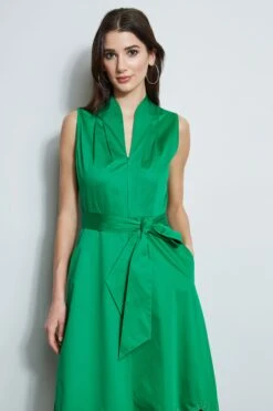 Elie Tahari Embroidered Hem Cotton Dress -ELIE TAHARI Sales E5044603 PALMLEAF 2front 2637