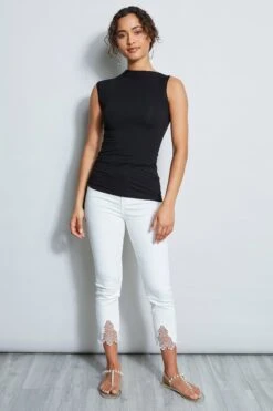 Elie Tahari Ruched Tank -ELIE TAHARI Sales E556X502 RUCHEDTANK BLACK 1HERO 569