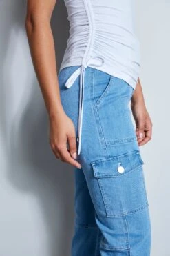 Elie Tahari Ruched Tank -ELIE TAHARI Sales E556X502 RUCHEDTANK WHITE ALT 1115