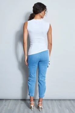 Elie Tahari Ruched Tank -ELIE TAHARI Sales E556X502 RUCHEDTANK WHITE BACK 1094