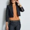 Elie Tahari Cropped Denim Jacket
