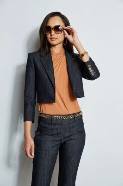 Elie Tahari Cropped Denim Jacket