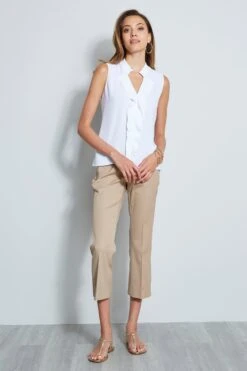 Elie Tahari Sleeveless Ruffle Shirt -ELIE TAHARI Sales E601F512 WHITE TOP 1HERO 270