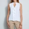 Elie Tahari Sleeveless Ruffle Shirt -ELIE TAHARI Sales E601F512 WHITE TOP 2FRONT 298