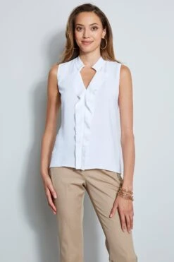 Elie Tahari Sleeveless Ruffle Shirt