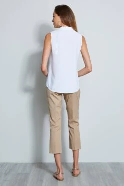 Elie Tahari Sleeveless Ruffle Shirt -ELIE TAHARI Sales E601F512 WHITE TOP 3BACK 308