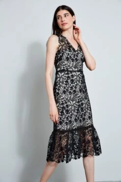 Elie Tahari Lace Midi Dress