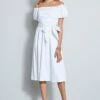 Elie Tahari Topaz Off Shoulder Midi Dress -ELIE TAHARI Sales E6044600 WHITE DRESS 1HERO 265