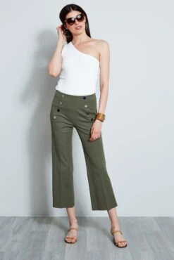 Elie Tahari Button Detail Pant -ELIE TAHARI Sales E60M0202WILLOWGREEN 1HERO 666