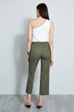 Elie Tahari Button Detail Pant -ELIE TAHARI Sales E60M0202WILLOWGREEN 2FRONT 695