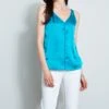 Elie Tahari Sleeveless Silk Satin Shirt -ELIE TAHARI Sales E617G502TURQUOISE 1HERO 735