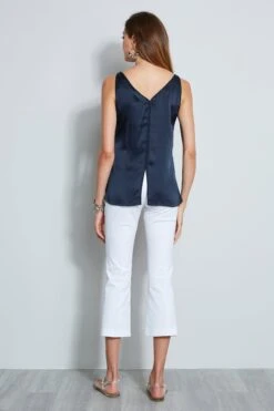 Elie Tahari Sleeveless Silk Satin Shirt -ELIE TAHARI Sales E617G502 3BACK 562