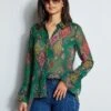 Elie Tahari Paisley Crinkle Chiffon Shirt 2 Elie Tahari Paisley Crinkle Chiffon Shirt -ELIE TAHARI Sales E7013503 GREENMULTI E315J202 INDIGO 2front 377