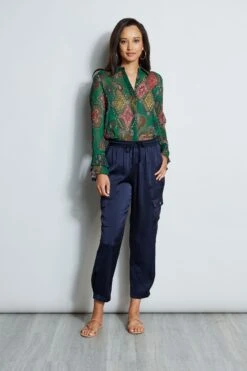 Elie Tahari Satin Cargo Pocket Pant -ELIE TAHARI Sales E7013503 GREENMULTI E4027203 STARGAZER 1Hero 330 68149606 27ba 485b 9a9e 91d3e46fc05a