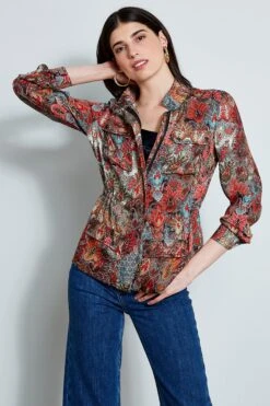 Elie Tahari Paisley Cargo Jacket
