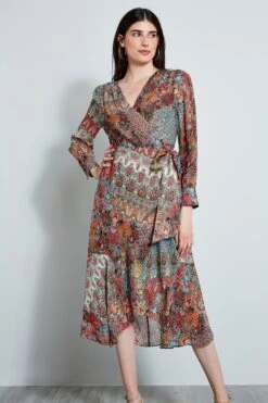 Elie Tahari Paisley Wrap Dress -ELIE TAHARI Sales E7031602MULTI WRAP 2FRONT 1919