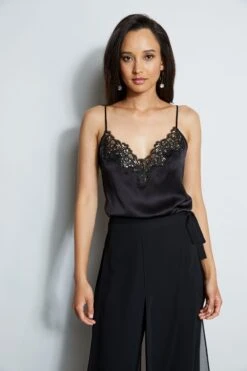 Elie Tahari Silk Satin Lace Cami