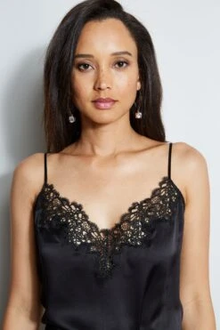 Elie Tahari Silk Satin Lace Cami -ELIE TAHARI Sales E707G503 BLACK EU88711U BLACK E2087203 BLACK 4STYLING 1099