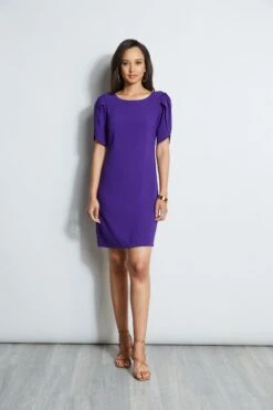 Elie Tahari Slit Sleeve Crepe Dress 9 Elie Tahari Slit Sleeve Crepe Dress -ELIE TAHARI Sales E7087603 PLUM 2HERO 1324