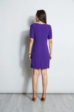 Elie Tahari Slit Sleeve Crepe Dress 11 Elie Tahari Slit Sleeve Crepe Dress -ELIE TAHARI Sales E7087603 PLUM 3back 2253