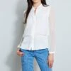 Elie Tahari Silk Shadow Layer Shirt -ELIE TAHARI Sales E710N502FRESHPEARL 1HERO 519
