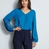Elie Tahari Embroidered Long Sleeve Shirt -ELIE TAHARI Sales E710N503 PACIFICBLUE E7087213 STARGAZER 2front 905