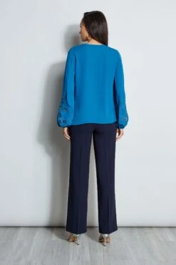 Elie Tahari Embroidered Long Sleeve Shirt -ELIE TAHARI Sales E710N503 PACIFICBLUE E7087213 STARGAZER 3back 697