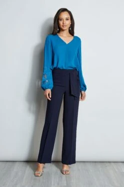 Elie Tahari Embroidered Long Sleeve Shirt -ELIE TAHARI Sales E710N503 PACIFICBLUE E7087213 STARGAZER 3back 889