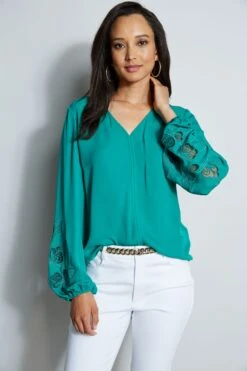 Elie Tahari Embroidered Long Sleeve Shirt