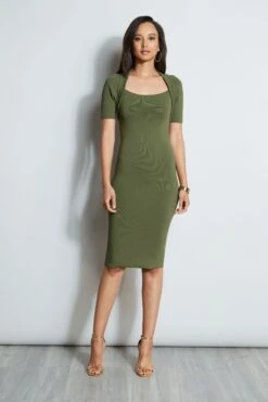 Elie Tahari Contour Sweater Dress 12 Elie Tahari Contour Sweater Dress -ELIE TAHARI Sales E75X2603 TUSCANOLIVE 1HERO 1371