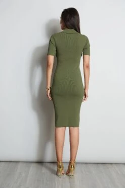 Elie Tahari Contour Sweater Dress 13 Elie Tahari Contour Sweater Dress -ELIE TAHARI Sales E75X2603 TUSCANOLIVE 3back 2341