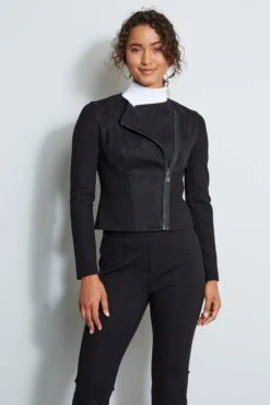 Elie Tahari Vegan Suede Moto Jacket