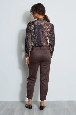 Elie Tahari Vegan Suede Utility Pant -ELIE TAHARI Sales E8013202 ESPRESSO BACK