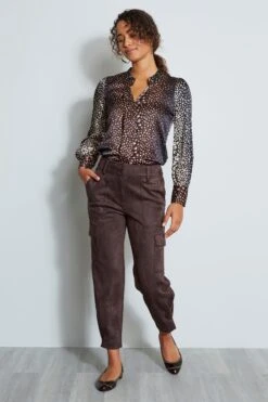 Elie Tahari Vegan Suede Utility Pant -ELIE TAHARI Sales E8013202 ESPRESSO MAIN