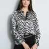 Elie Tahari Silk Zebra Button Down Shirt -ELIE TAHARI Sales E801C503 MULTI E802W203 BLACK 2front 778